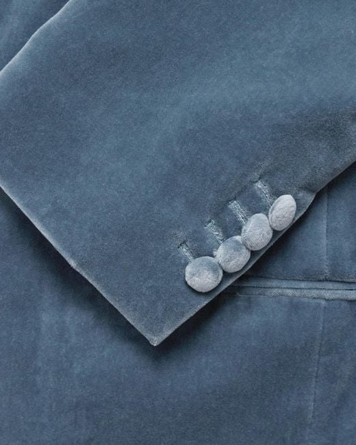 Mr P. Blue Slim-Fit Shawl-Collar Cotton-Velvet Tuxedo Jacket for men