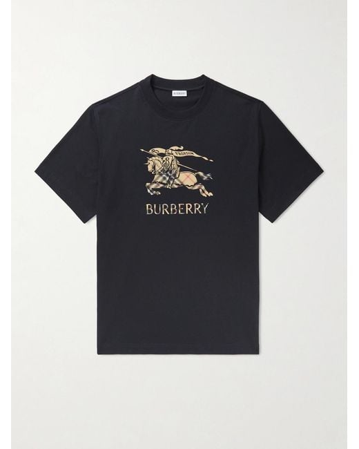 Burberry Blue Logo-print Cotton-jersey T-shirt for men