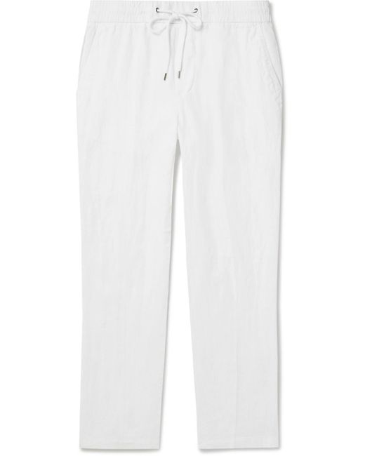 James Perse White Straight-leg Garment-dyed Linen Drawstring Trousers for men