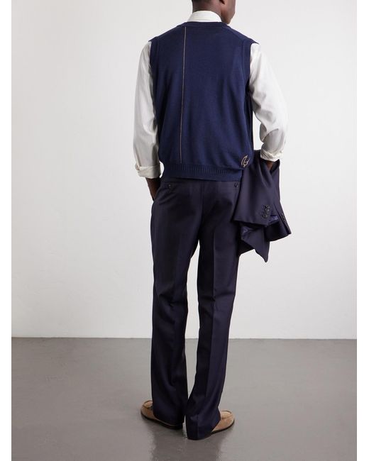 John Smedley Blue Bill Nighy Merino Wool Vest for men