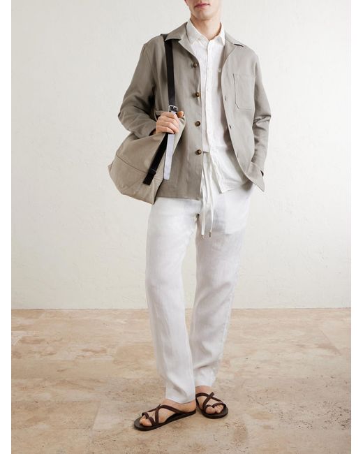 Canali White Linen Shirt for men
