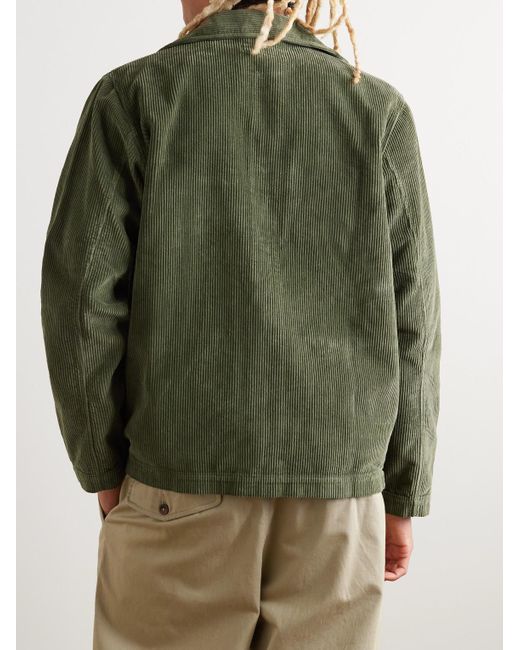Overshirt in velluto a coste di cotone di Universal Works in Green da Uomo