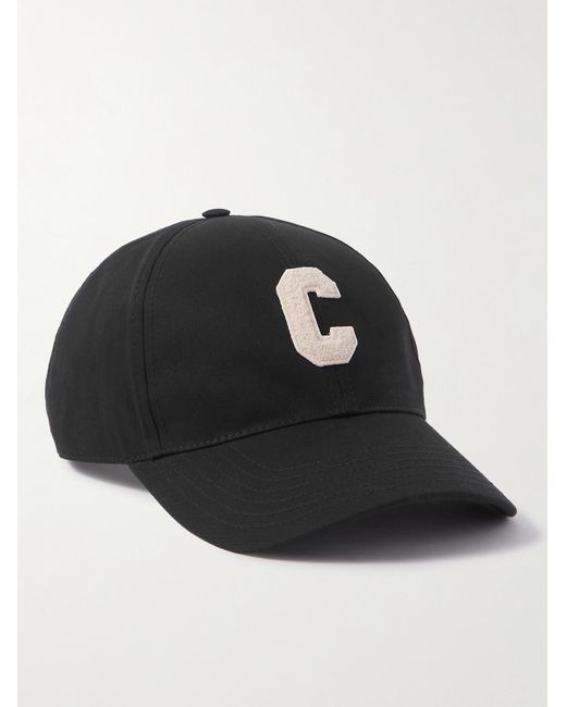Céline Black Logo-appliquéd Cotton-gabardine Baseball Cap for men