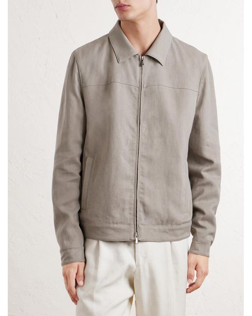 Thom Sweeney Natural Linen Bomber Jacket for men