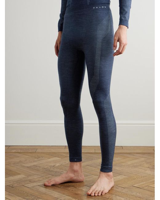 Falke Blue Printed Virgin Wool-Blend Ski Tights for men
