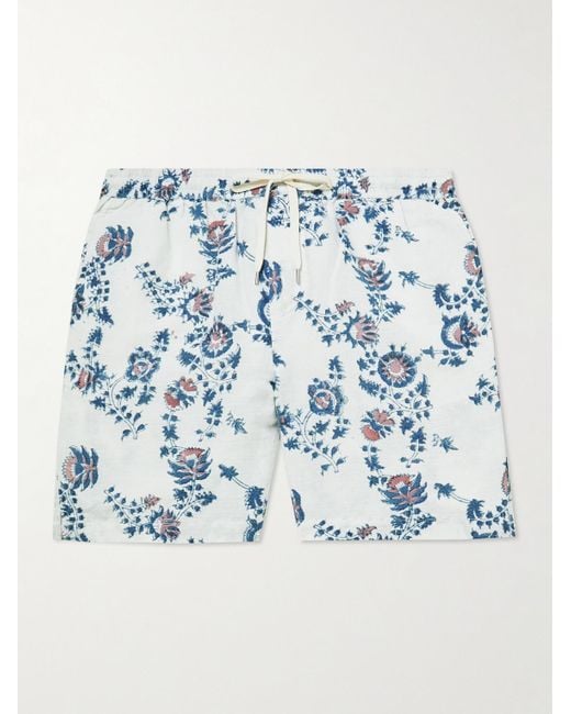 Corridor NYC White Straight-leg Floral-print Linen And Cotton-blend Drawstring Shorts for men