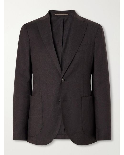 Slowear Black Wool-blend Flannel Suit Jacket for men