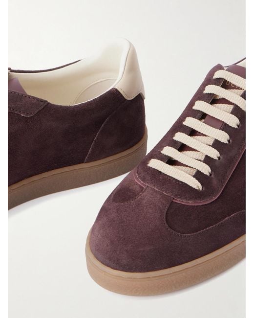 Brunello Cucinelli Brown Coda Di Rondine Leather-Trimmed Waxed-Suede Sneakers for men