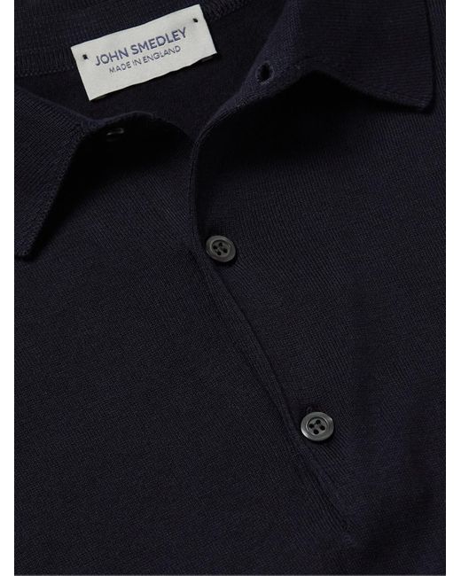 John Smedley Blue Adrian Slim-Fit Sea Island Cotton Polo Shirt for men