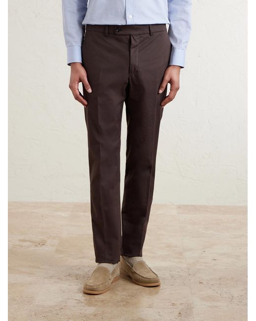 Slowear Gray Tapered Stretch-cotton Trousers for men