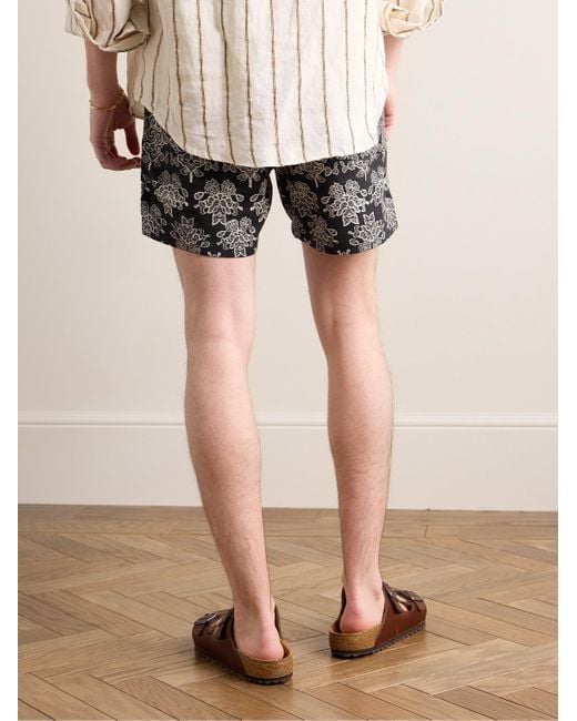 NN07 Black Gregor 5210 Straight-leg Printed Cotton-blend Twill Drawstring Shorts for men