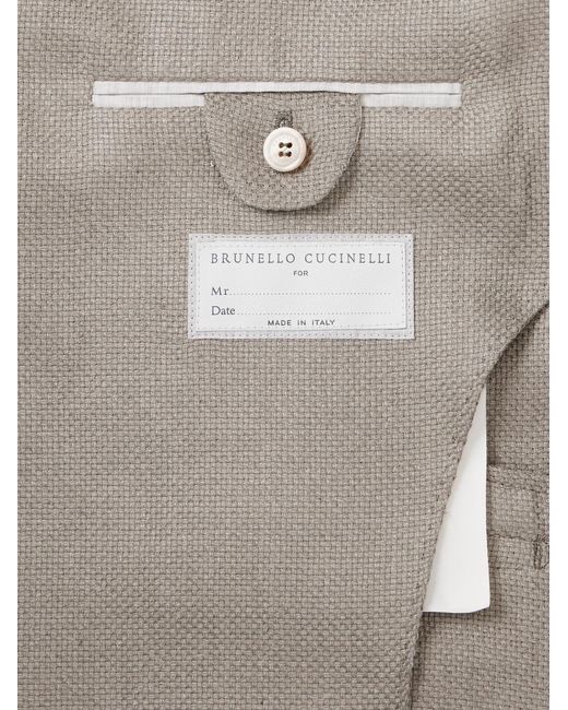 Brunello Cucinelli Gray Silk, Linen And Wool-Blend Blazer for men