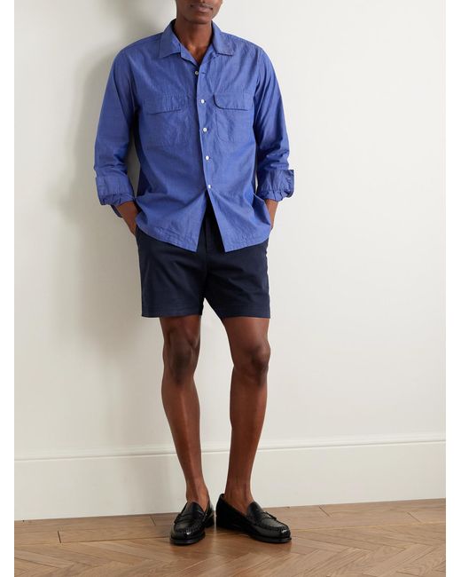 Orlebar Brown Blue Bulldog Slim-Fit Straight-Leg Stretch-Cotton Twill Shorts for men