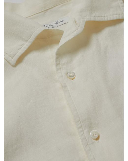 Loro Piana White André Linen Polo Shirt for men