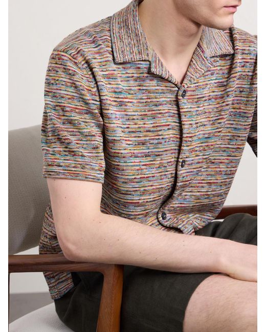 Paul Smith Gray Camp-Collar Knitted Cotton Shirt for men