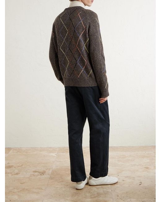 Argyle Wool And Cotton-Blend Sweater di Paul Smith in Gray da Uomo