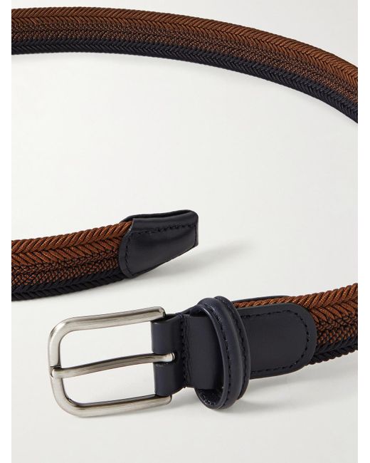 Anderson's 3.5cm Woven Leather Belt - Men - Brown Belts