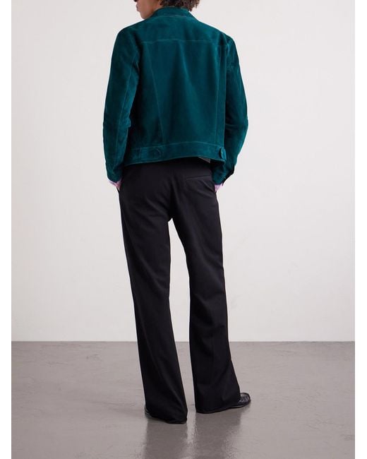 Tom Ford Blue Slim-Fit Suede Jacket for men