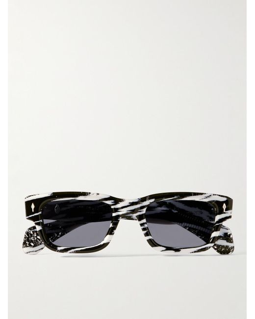 Jacques Marie Mage Black Jeff Goldblum Jeff Rectangular-frame Zebra-print Acetate Sunglasses for men