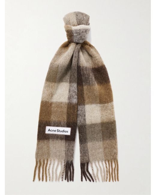 Acne Vally Strickschal mit Karomuster und Fransen in Natural für Herren