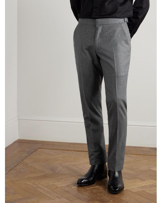 Tom Ford Gray Dyllan Straight-Leg Wool-Flannel Suit Trousers for men