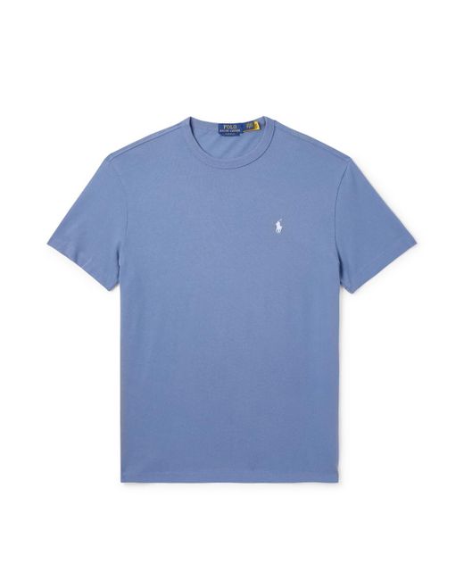Polo Ralph Lauren Blue Logo-Embroidered Cotton-Jersey T-Shirt for men