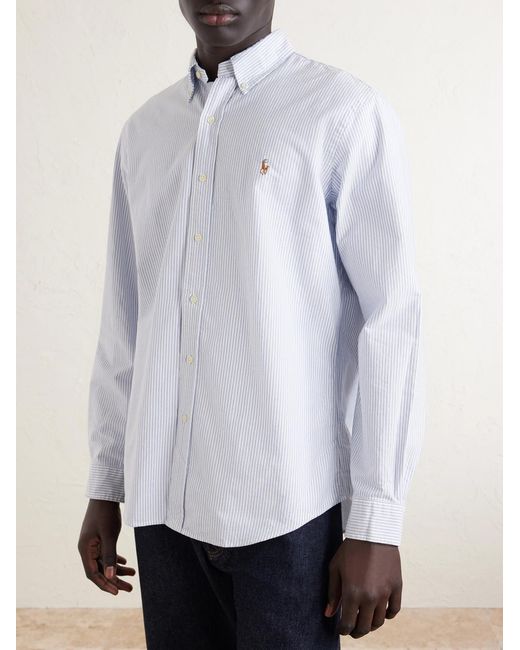 Polo Ralph Lauren White Button-down Collar Logo-embroidered Striped Cotton Oxford Shirt for men