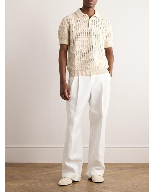 Loro Piana Natural Open-knit Cotton Polo Shirt for men