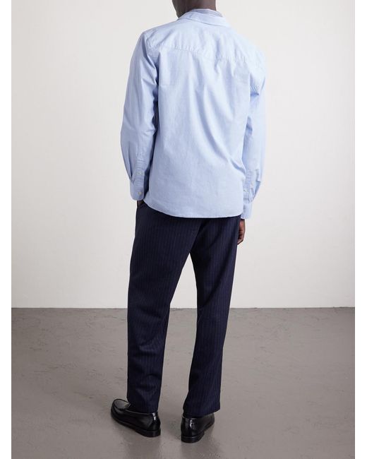 Officine Generale Blue Cotton-Poplin Shirt for men