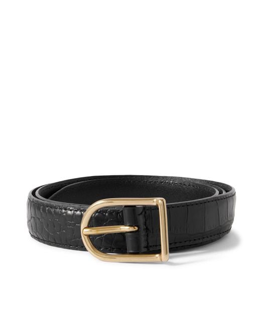 Andersons Black 2Cm Croc-Effect Leather Belt for men