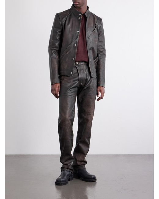 424 Black Leather Jacket for men