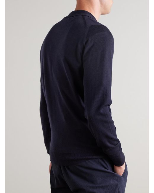 John Smedley Blue Alston Slim-Fit Merino Wool Zip-Up Cardigan for men