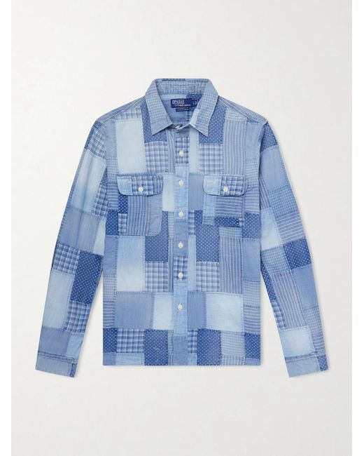 Polo Ralph Lauren Blue Patchwork Cotton Shirt for men