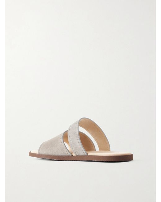 Brunello Cucinelli White Suede Sandals for men