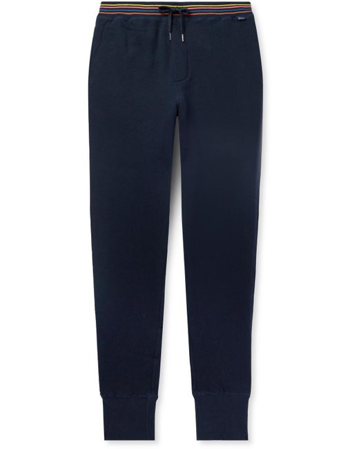 Paul Smith Blue Tapered Striped Cotton-jersey Sweatpants for men