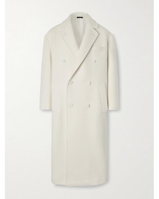 Tom Ford White Double-Breasted Cashmere Coat for men