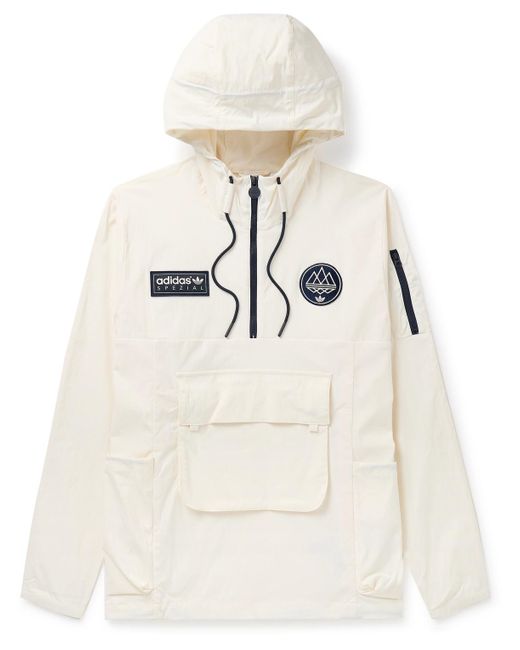 Adidas Originals Natural Todmorden Logo-appliquéd Nylon-ripstop Half-zip Hooded Jacket for men