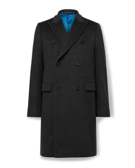 Paul Smith Black Double-Breasted Wool And Cashmere-Blend Felt Overcoat for men