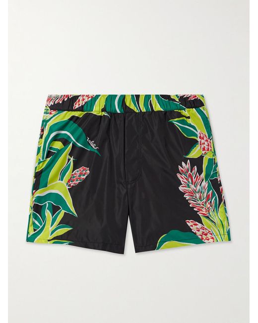 Valentino Garavani Green Sunsurf Straight-Leg Mid-Length Printed Swim Shorts for men
