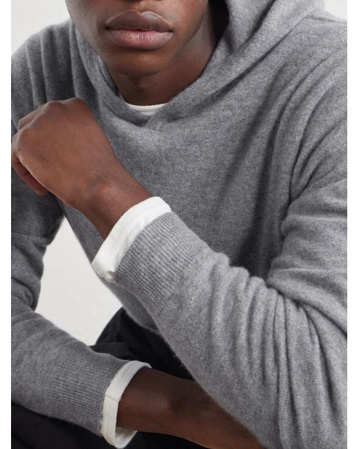Peter Millar Gray Crown Heritage Cashmere Hoodie for men