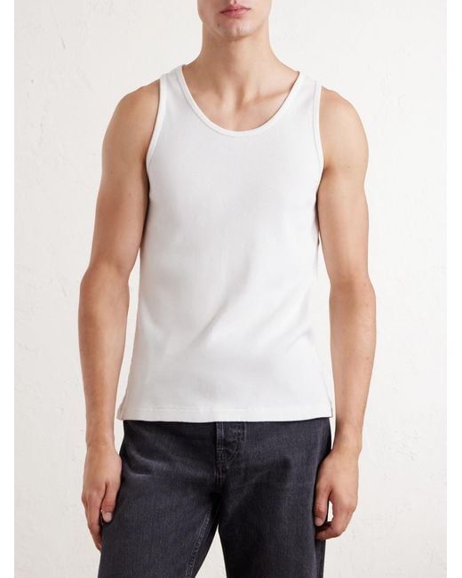 Corridor NYC White Ribbed Cotton Tank Top for men