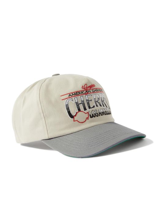 CHERRY LA White Logo-embroidered Two-tone Cotton-twill Baseball Cap