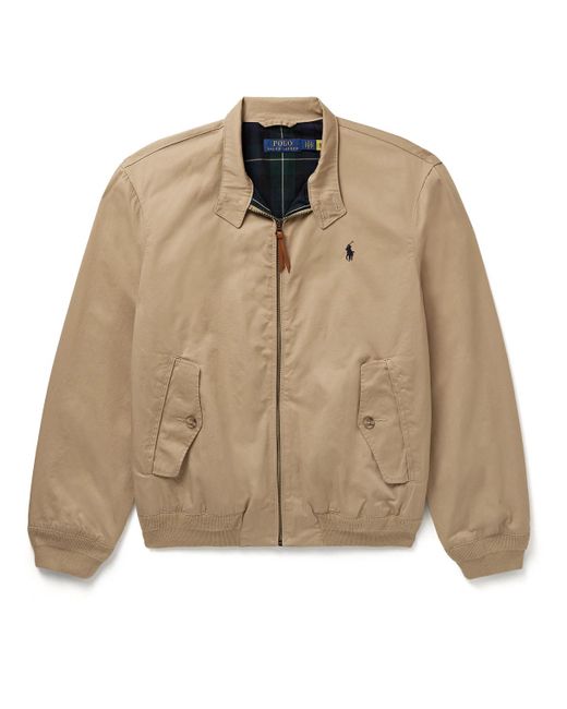 Polo Ralph Lauren Natural Logo-embroidered Cotton-twill Bomber Jacket for men