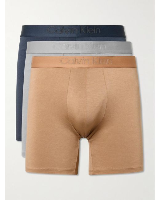 Calvin Klein Blue Three-Pack Stretch Lyocell-Blend Boxer Briefs for men