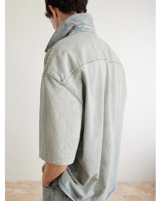 Loewe Blue Camp-Collar Denim Shirt for men