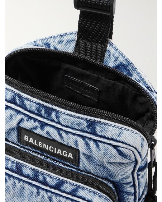 Balenciaga Blue Explorer Denim Messenger Bag for men