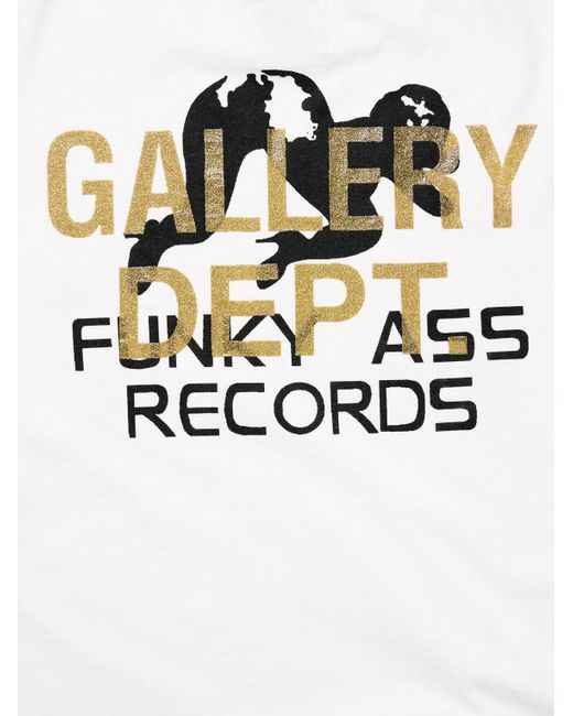GALLERY DEPT. White Funky Ass Records Glittered Printed Cotton-jersey T-shirt for men