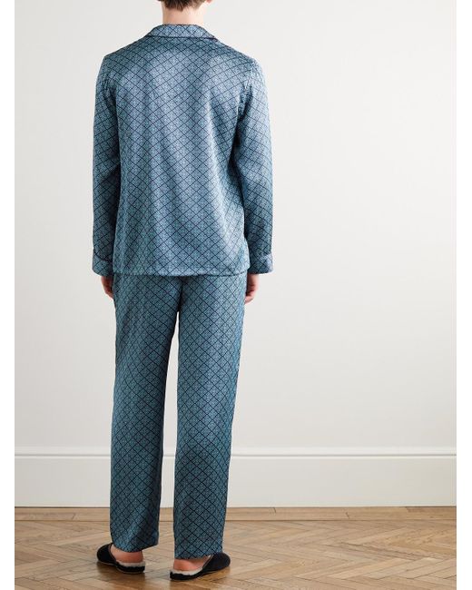 Derek Rose Brindisi 89 Pyjama aus bedrucktem Seidensatin in Blau für Herren  | Lyst DE