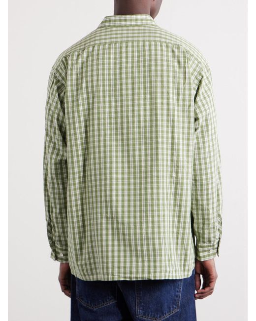Beams Plus Green Checked Madras Cotton Shirt for men