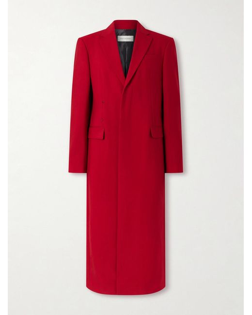 Dries Van Noten Red Wool Overcoat for men